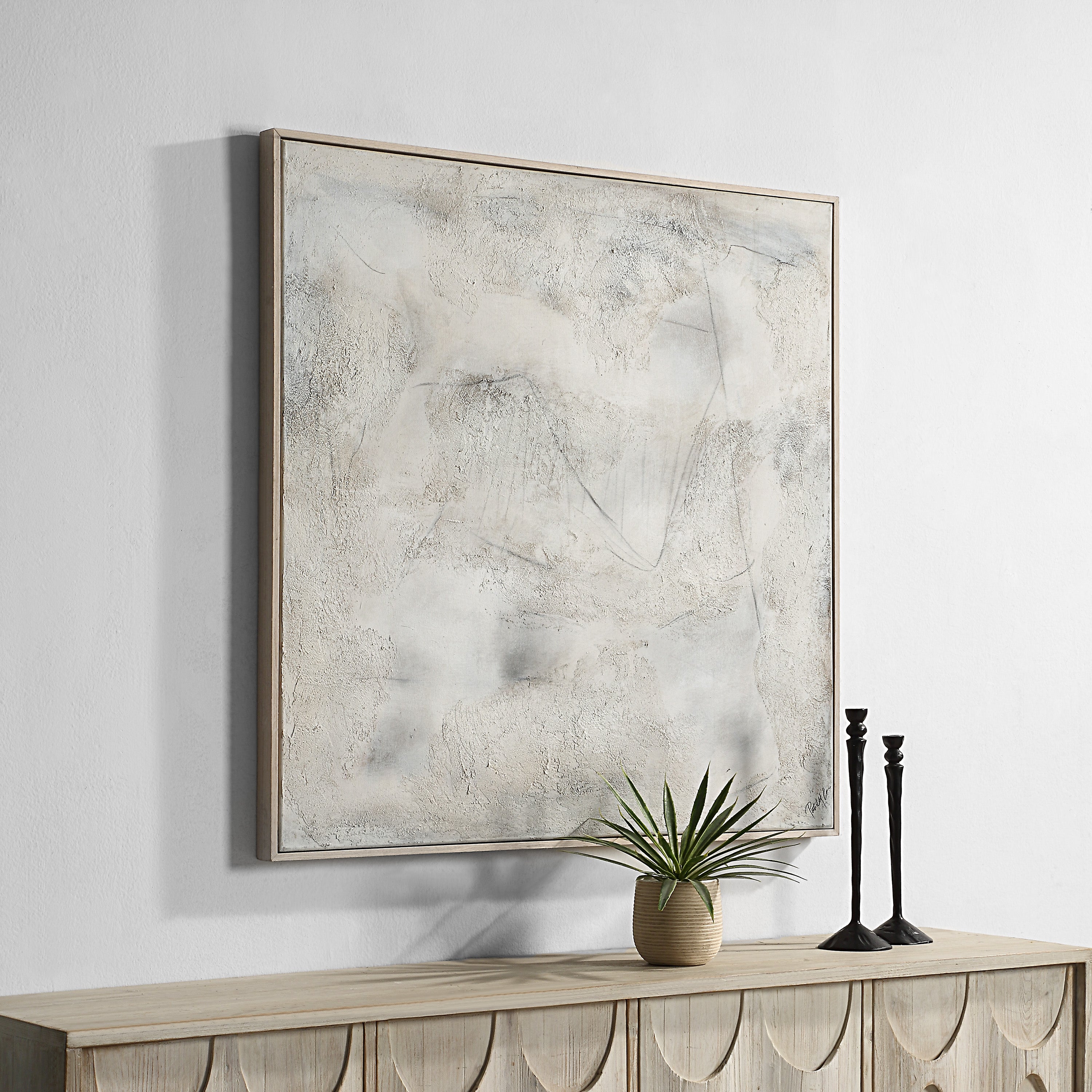 Abadie 48" Wide Canvas Art, White-Canvas Art-DECOROLALA