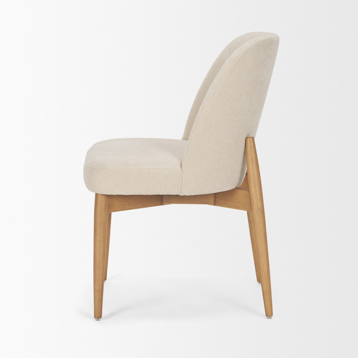 Abbie Curved Back Dining Side Chair | Oatmeal w/ Dark Brown Wood-Dining Chairs-DECOROLALA