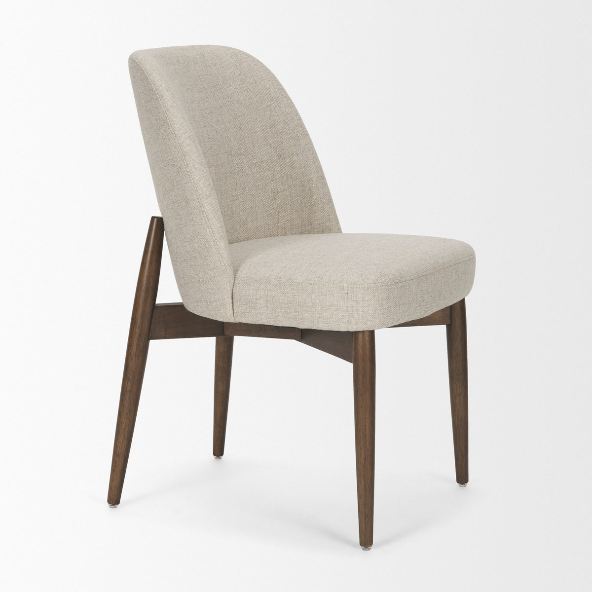 Abbie Curved Back Dining Side Chair | Oatmeal w/ Dark Brown Wood-Dining Chairs-DECOROLALA