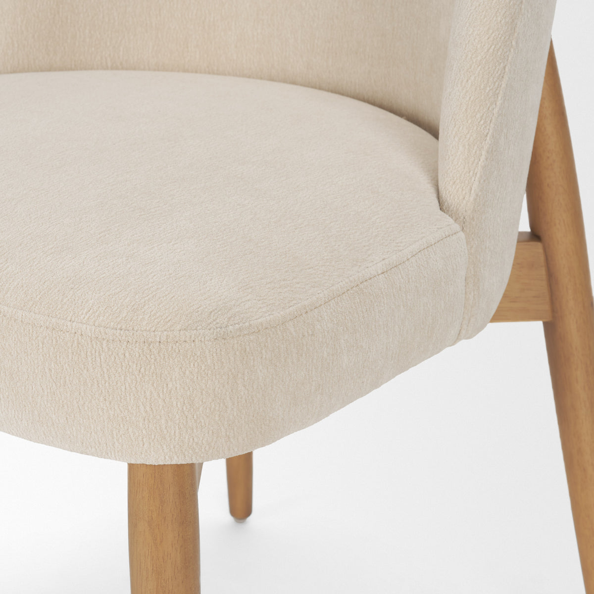 Abbie Curved Back Dining Side Chair | Oatmeal w/ Dark Brown Wood-Dining Chairs-DECOROLALA