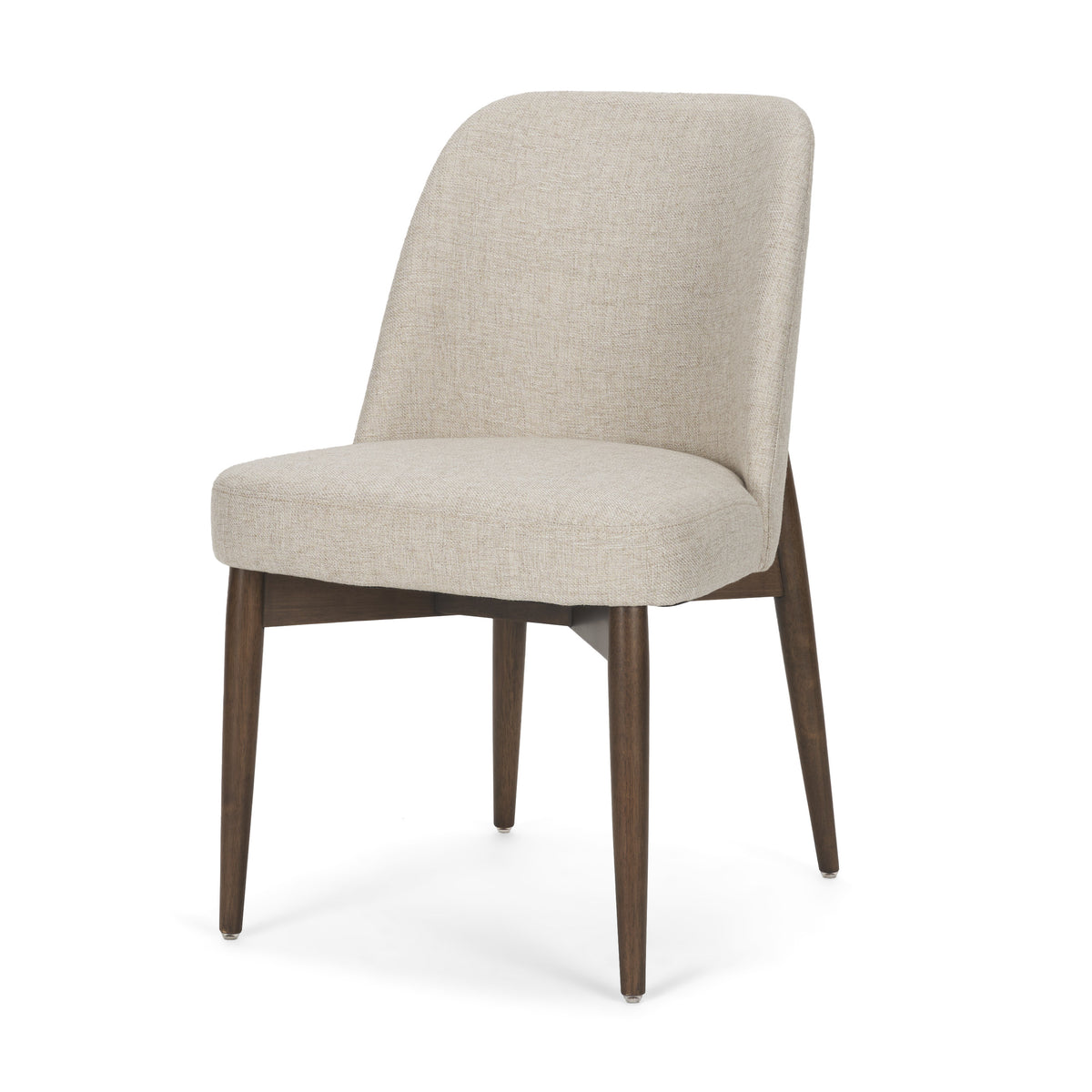 Abbie Curved Back Dining Side Chair | Oatmeal w/ Dark Brown Wood-Dining Chairs-DECOROLALA