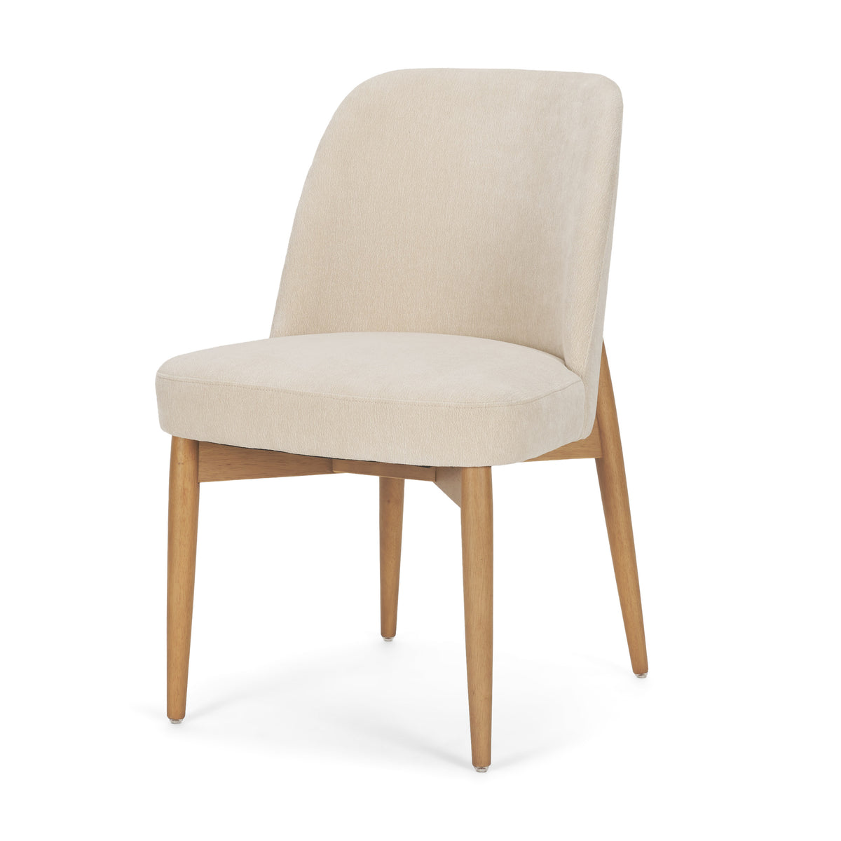 Abbie Curved Back Dining Side Chair | Oatmeal w/ Dark Brown Wood-Dining Chairs-DECOROLALA