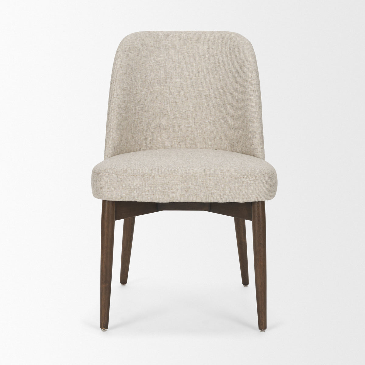 Abbie Curved Back Dining Side Chair | Oatmeal w/ Dark Brown Wood-Dining Chairs-DECOROLALA