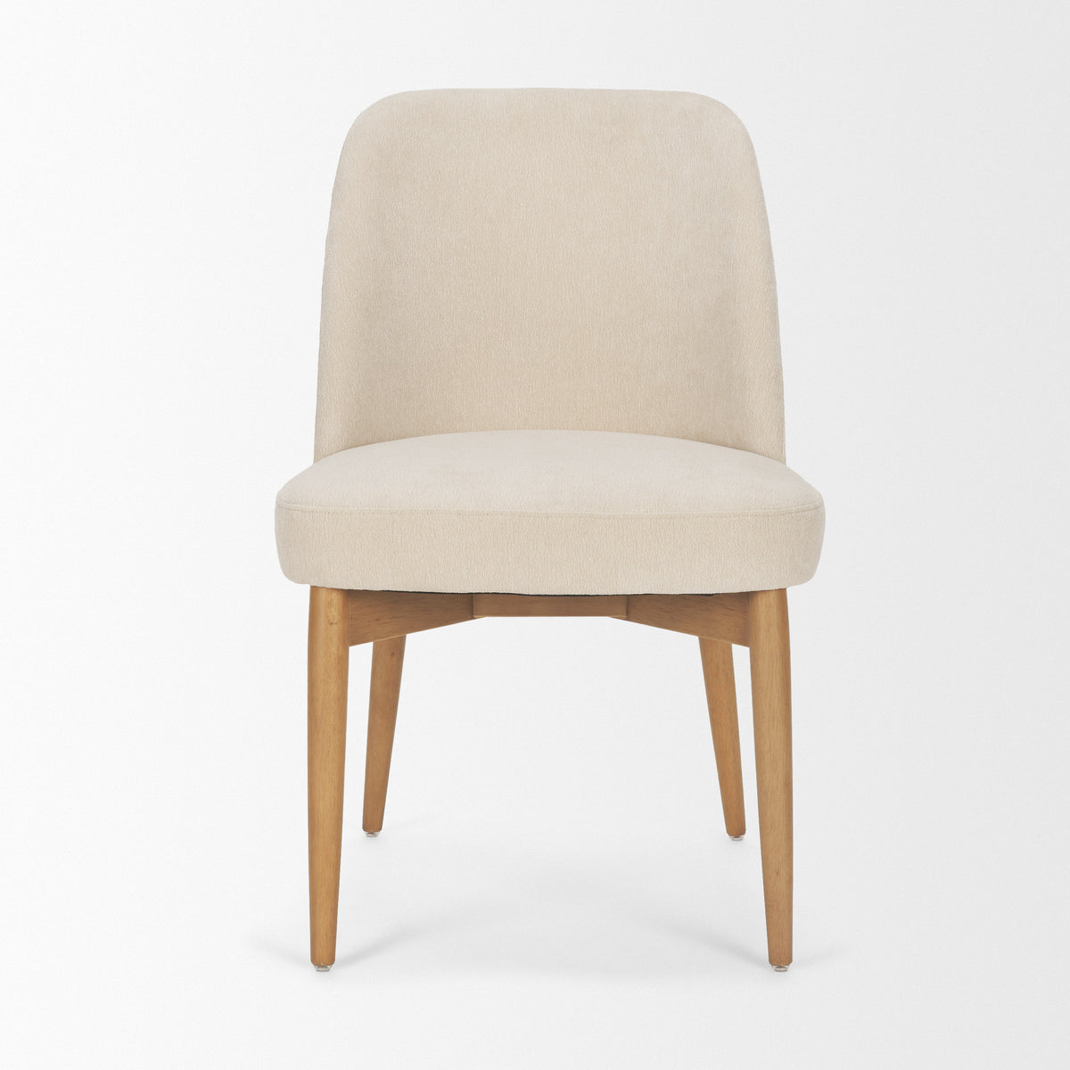 Abbie Curved Back Dining Side Chair | Oatmeal w/ Dark Brown Wood-Dining Chairs-DECOROLALA