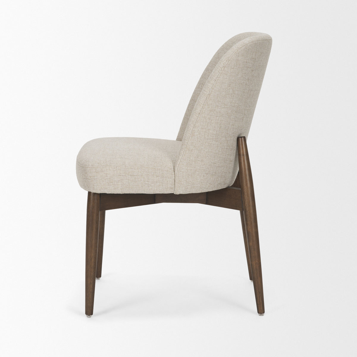 Abbie Curved Back Dining Side Chair | Oatmeal w/ Dark Brown Wood-Dining Chairs-DECOROLALA