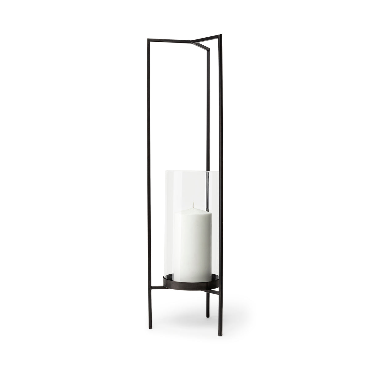 Abigail I Large Gunmetal Gray Metal Table Candle Holder-Table Candle Holders-DECOROLALA