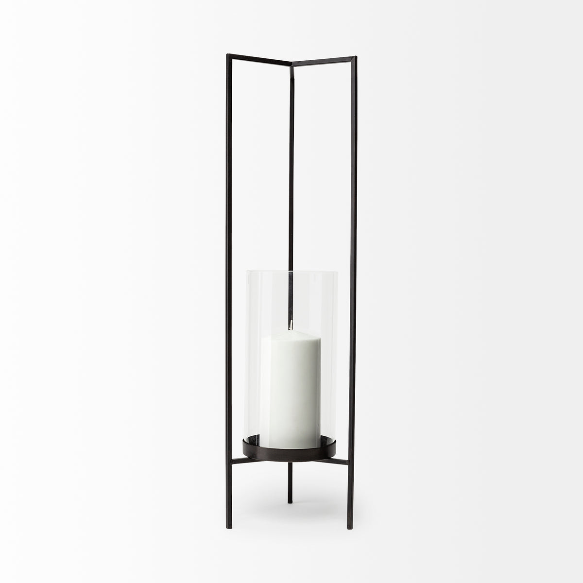 Abigail I Large Gunmetal Gray Metal Table Candle Holder-Table Candle Holders-DECOROLALA