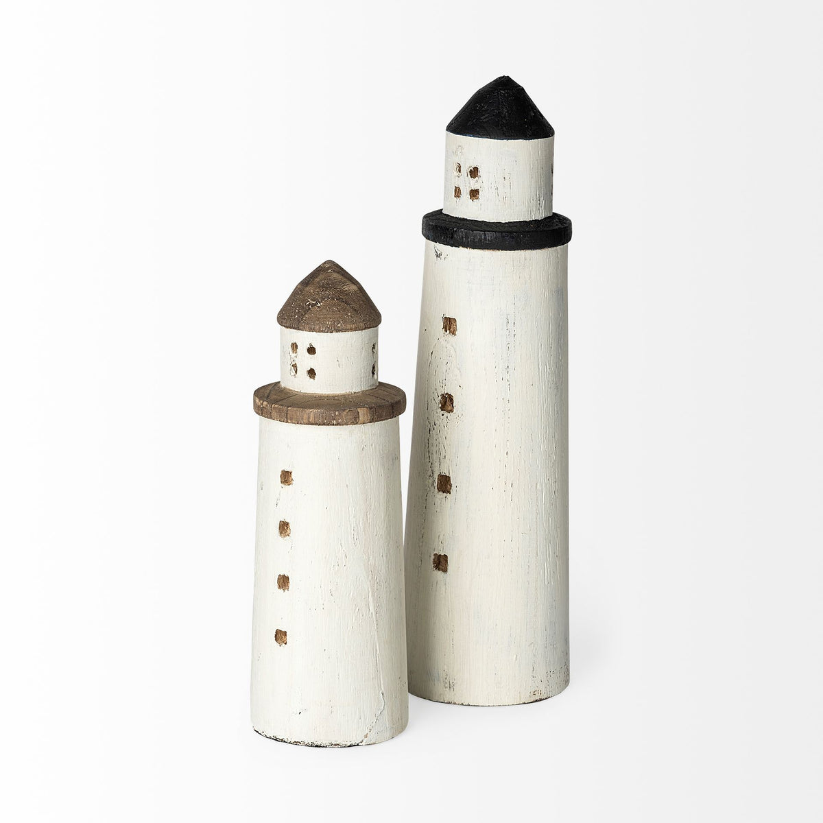 Abner Large 4" x 4" White Wooden Coastal Lighthouse Decorative Object-Objects-DECOROLALA