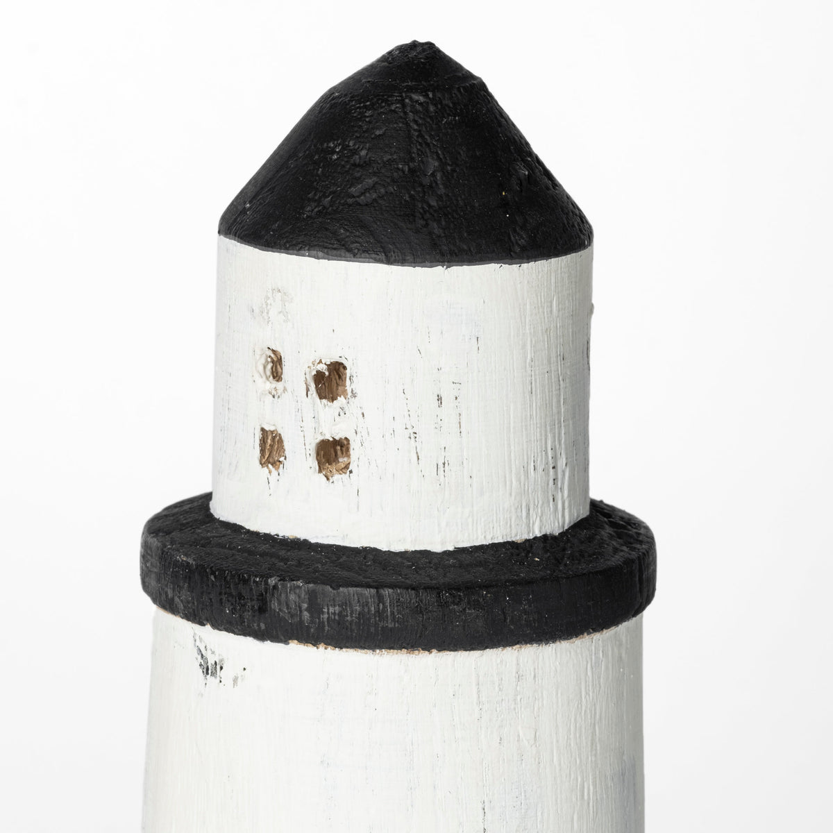 Abner Large 4" x 4" White Wooden Coastal Lighthouse Decorative Object-Objects-DECOROLALA