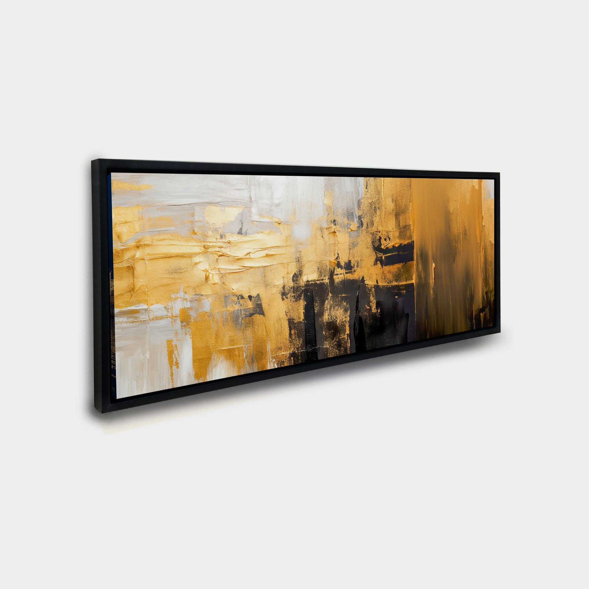 Abstract Canvas Print Gold & White 72"x24"-Print-DECOROLALA