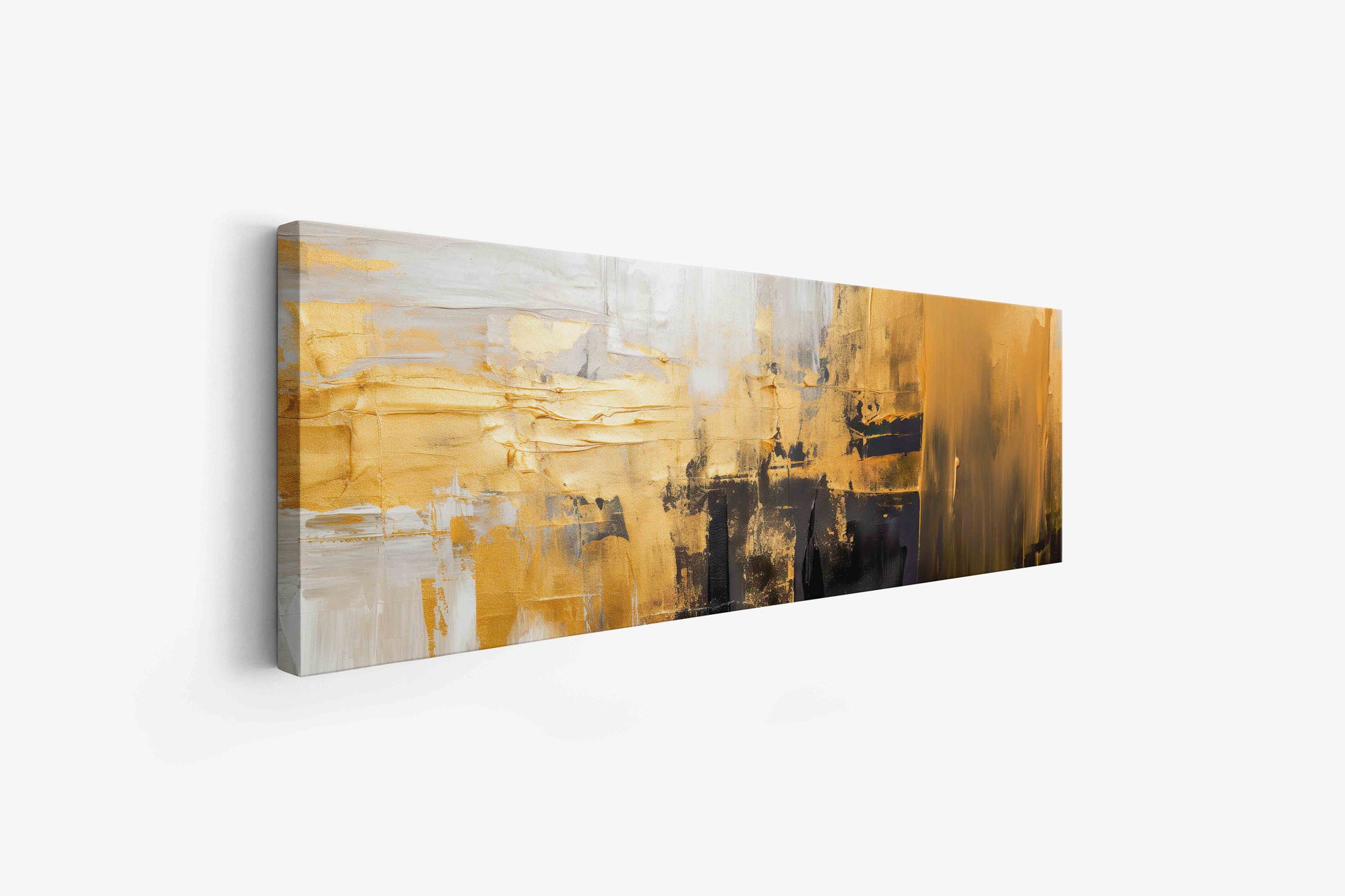 Abstract Canvas Print Gold & White 72"x24"-Print-DECOROLALA