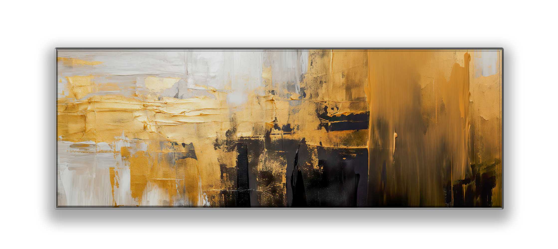 Abstract Canvas Print Gold & White 72"x24"-Print-DECOROLALA