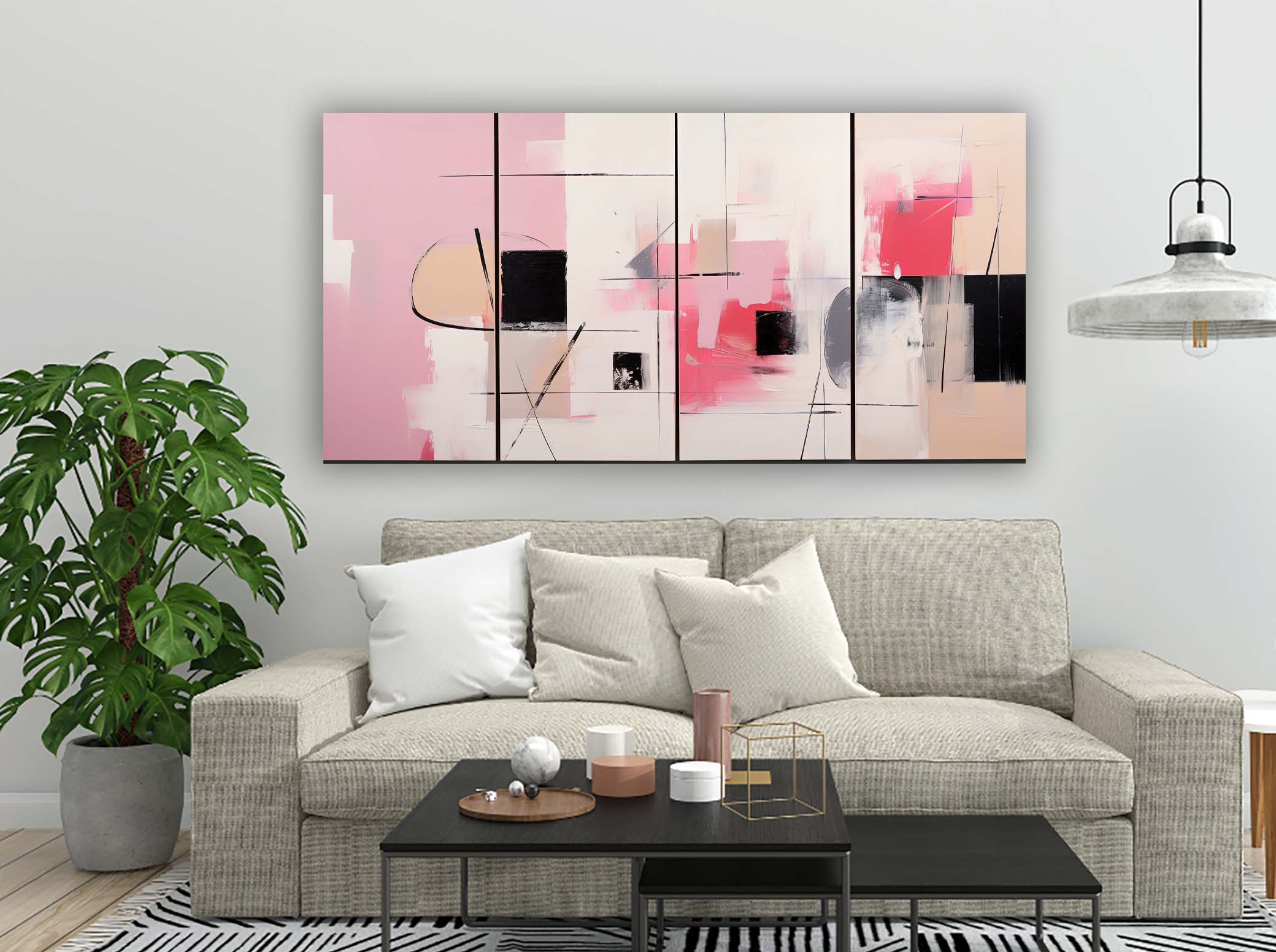 Abstract Canvas Print Magenta 72x24 Wall Art-Wall Art-DECOROLALA