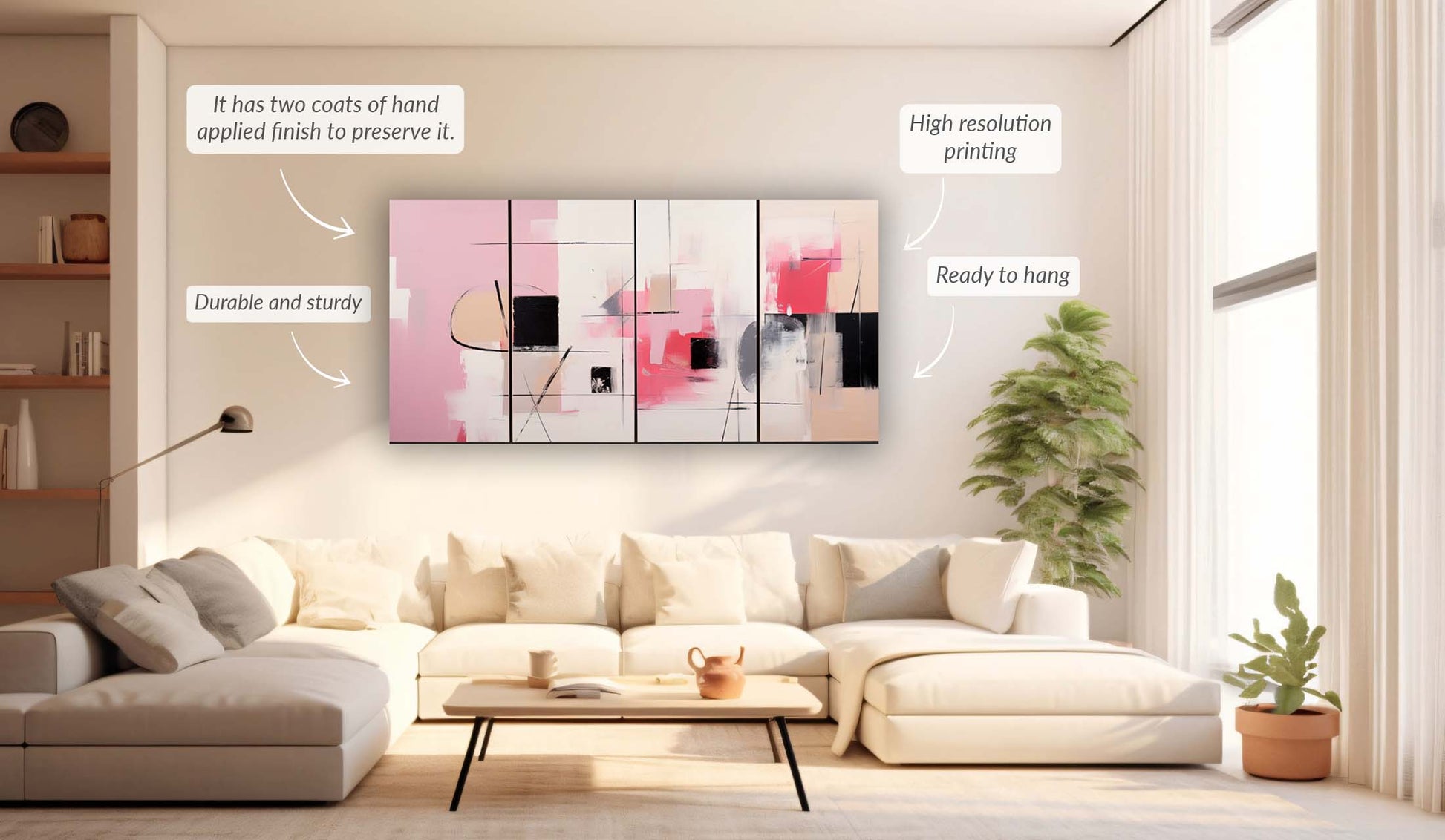 Abstract Canvas Print Magenta 72x24 Wall Art-Wall Art-DECOROLALA