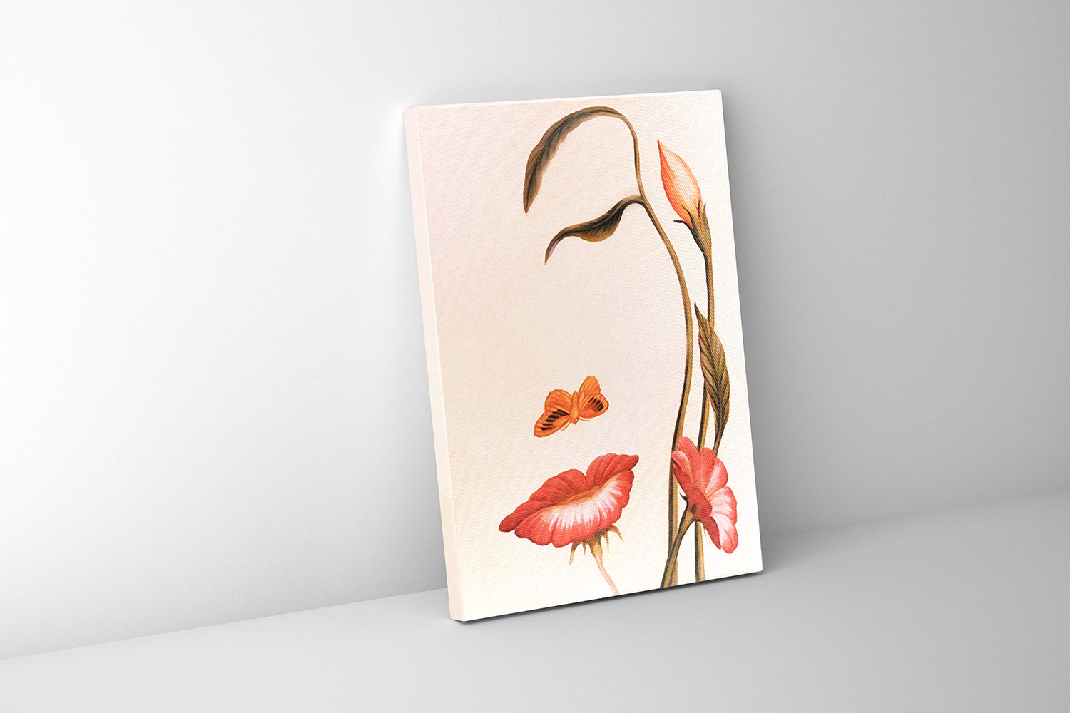 Abstract Flower Face Fine Art Canvas 48x36 Gold-Wall Art-DECOROLALA
