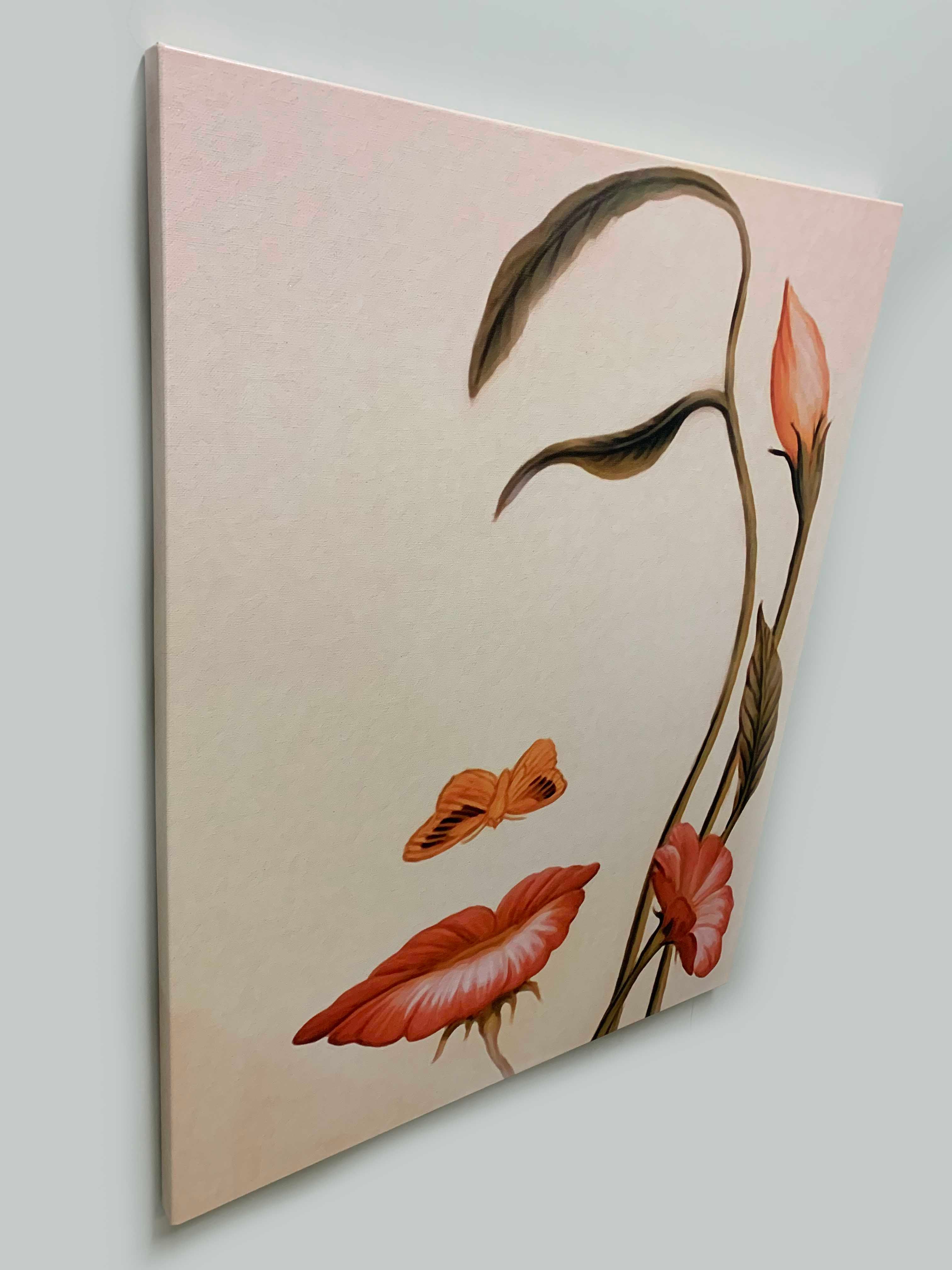 Abstract Flower Face Fine Art Canvas 48x36 Gold-Wall Art-DECOROLALA