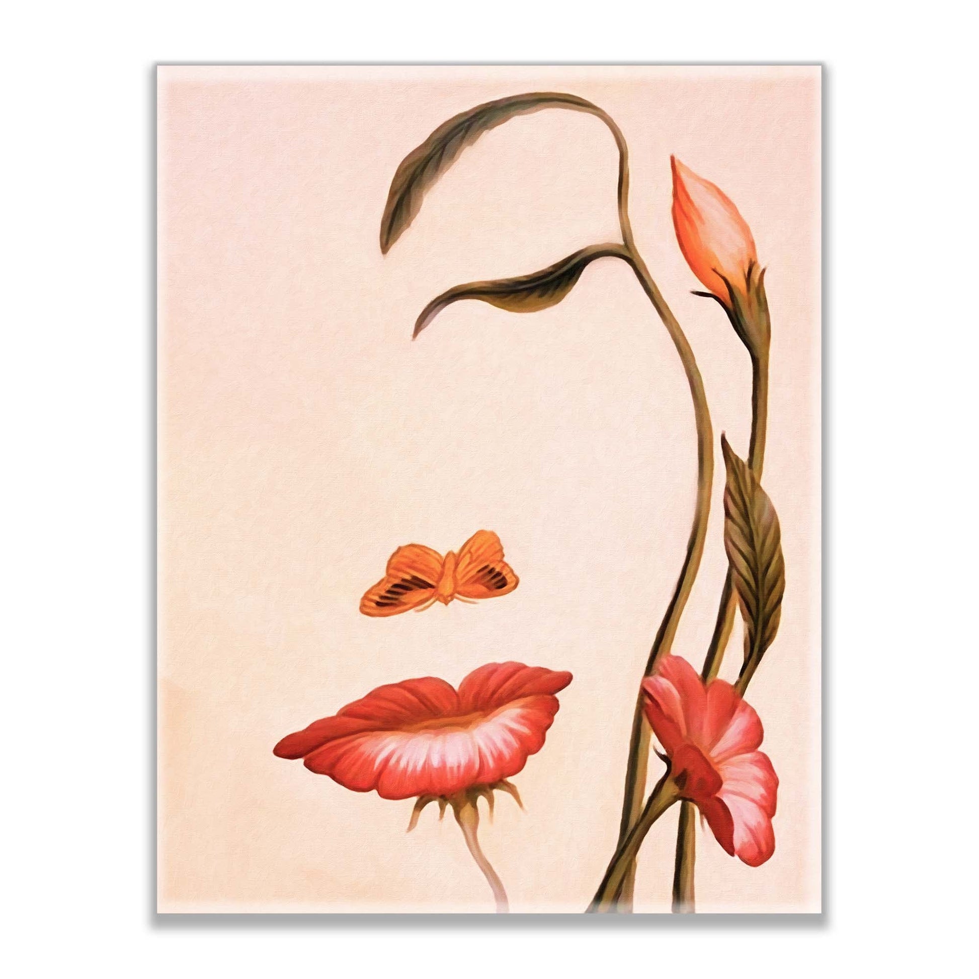Abstract Flower Face Fine Art Canvas 48x36 Gold-Wall Art-DECOROLALA