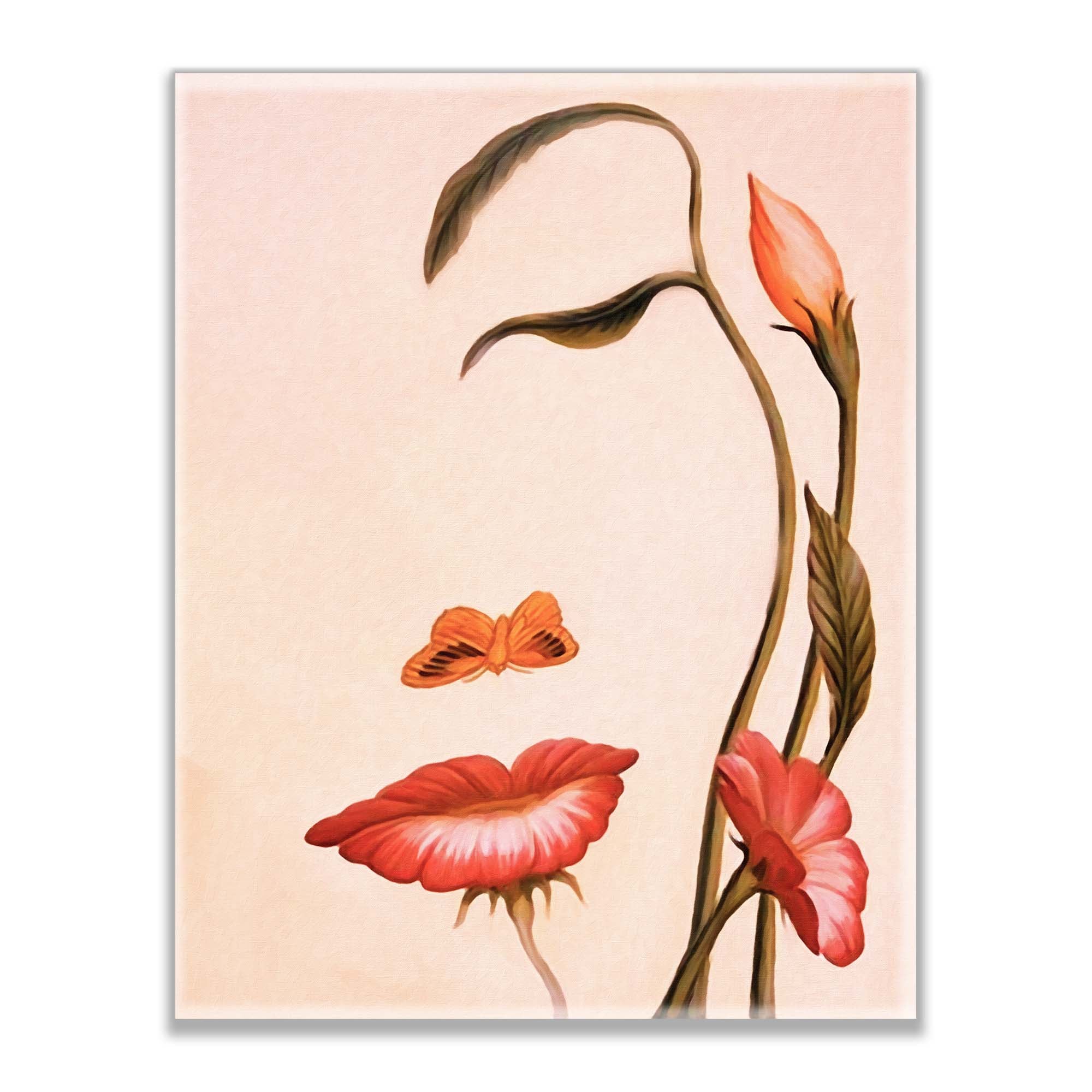 Abstract Flower Face Fine Art Canvas 48x36 Gold-Wall Art-DECOROLALA