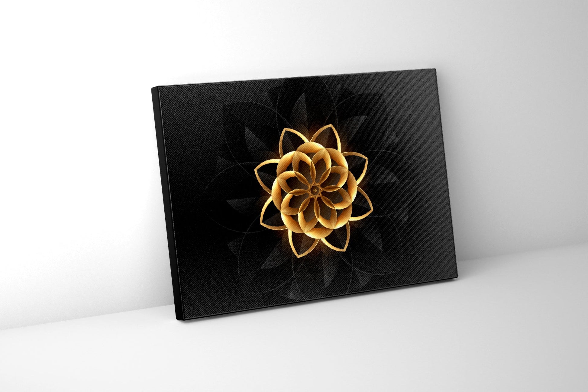 Abstract Flower in Black and Gold- Fine and Modern wall art - Gold varnish-Wall Art-DECOROLALA
