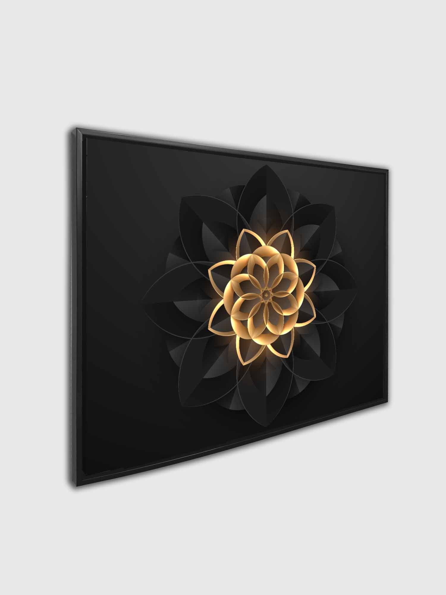 Abstract Flower in Black and Gold- Fine and Modern wall art - Gold varnish-Wall Art-DECOROLALA