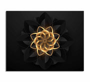 Abstract Flower in Black and Gold- Fine and Modern wall art - Gold varnish-Wall Art-DECOROLALA