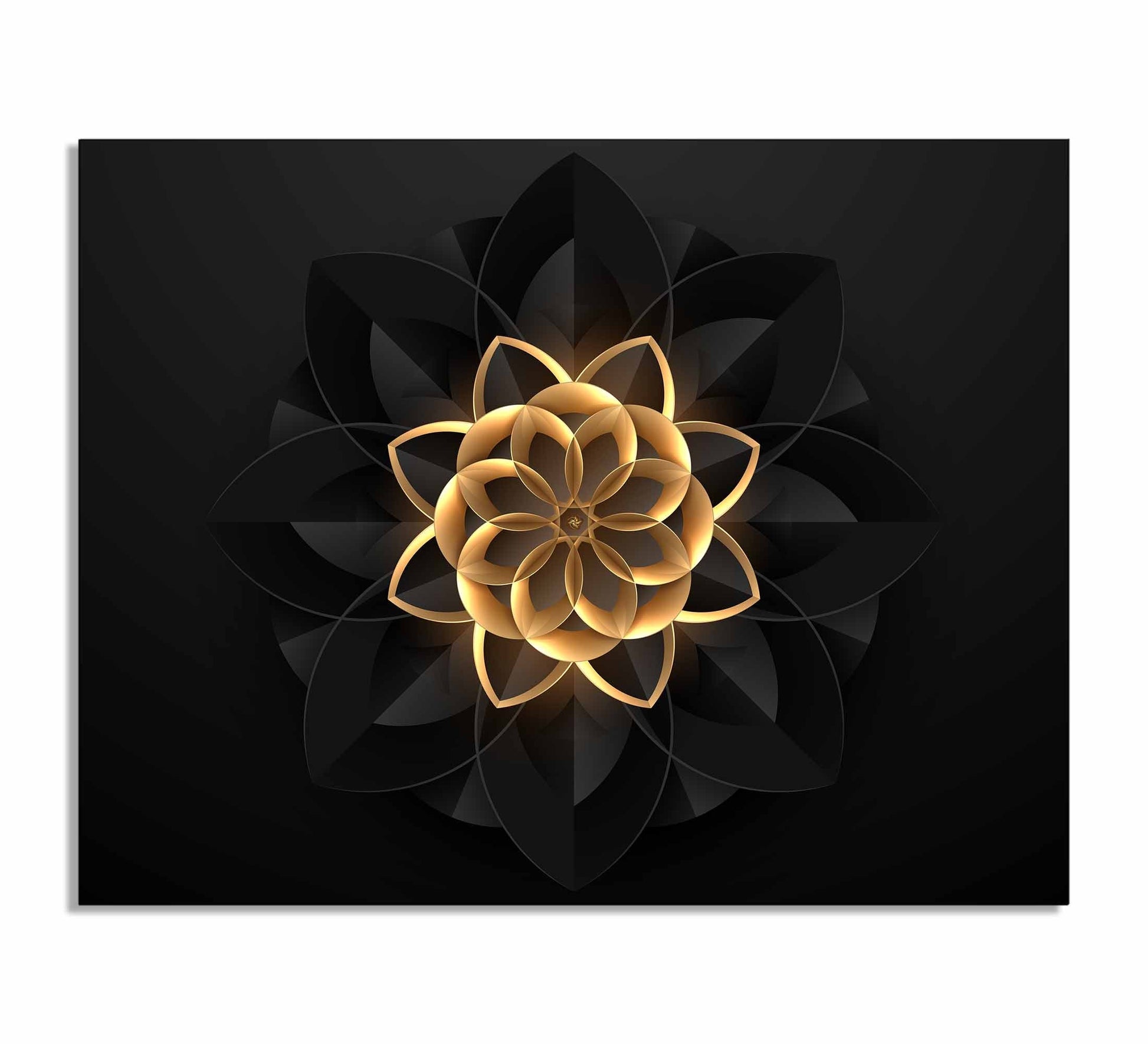 Abstract Flower in Black and Gold- Fine and Modern wall art - Gold varnish-Wall Art-DECOROLALA