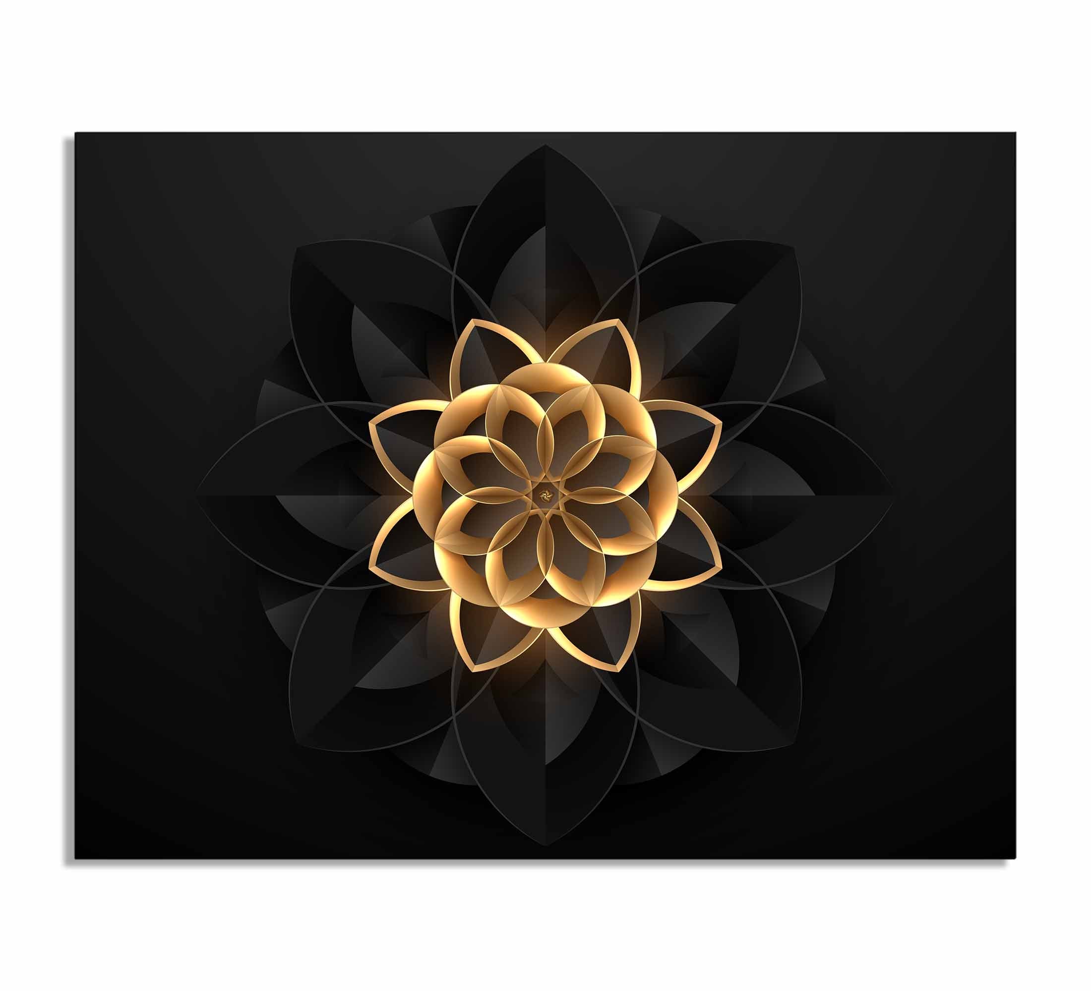 Abstract Flower in Black and Gold- Fine and Modern wall art - Gold varnish-Wall Art-DECOROLALA