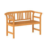 Acacia Wood 2-Person Patio Loveseat with Backrest and Armrests-Outdoor Benches-DECOROLALA