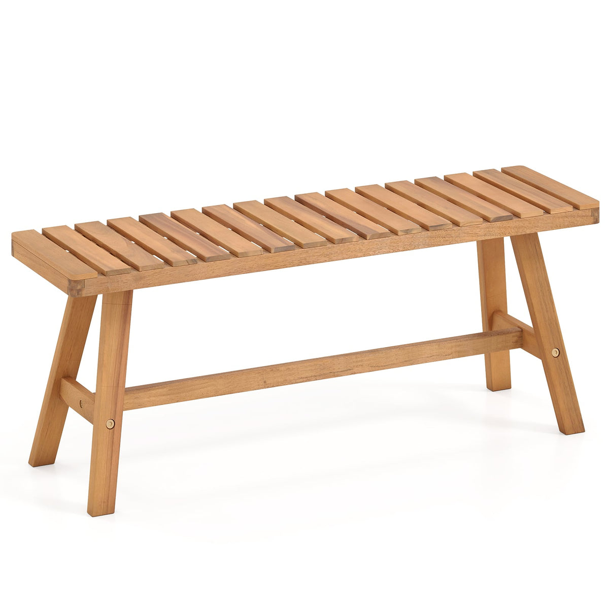 Acacia Wood Outdoor Garden Bench Set of 1/2 with Slatted Seat and 800 lbs Capacity-Set of 1-Outdoor Benches-DECOROLALA