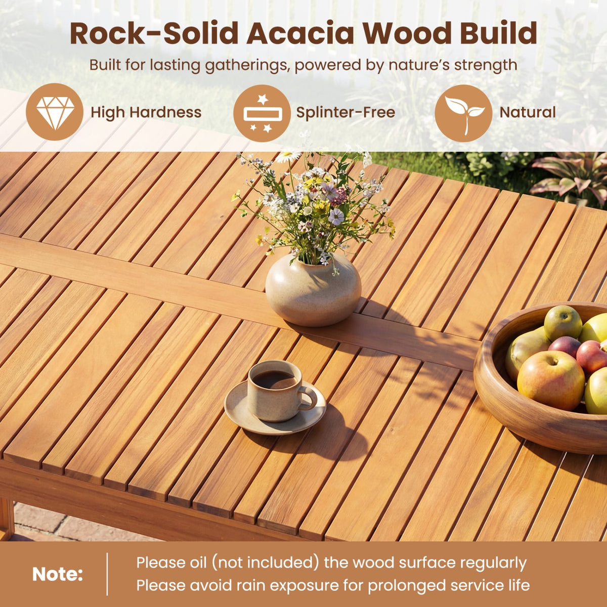 Acacia Wood Outdoor Garden Bench Set of 1/2 with Slatted Seat for Front Porch-Set of 2-Outdoor Benches-DECOROLALA