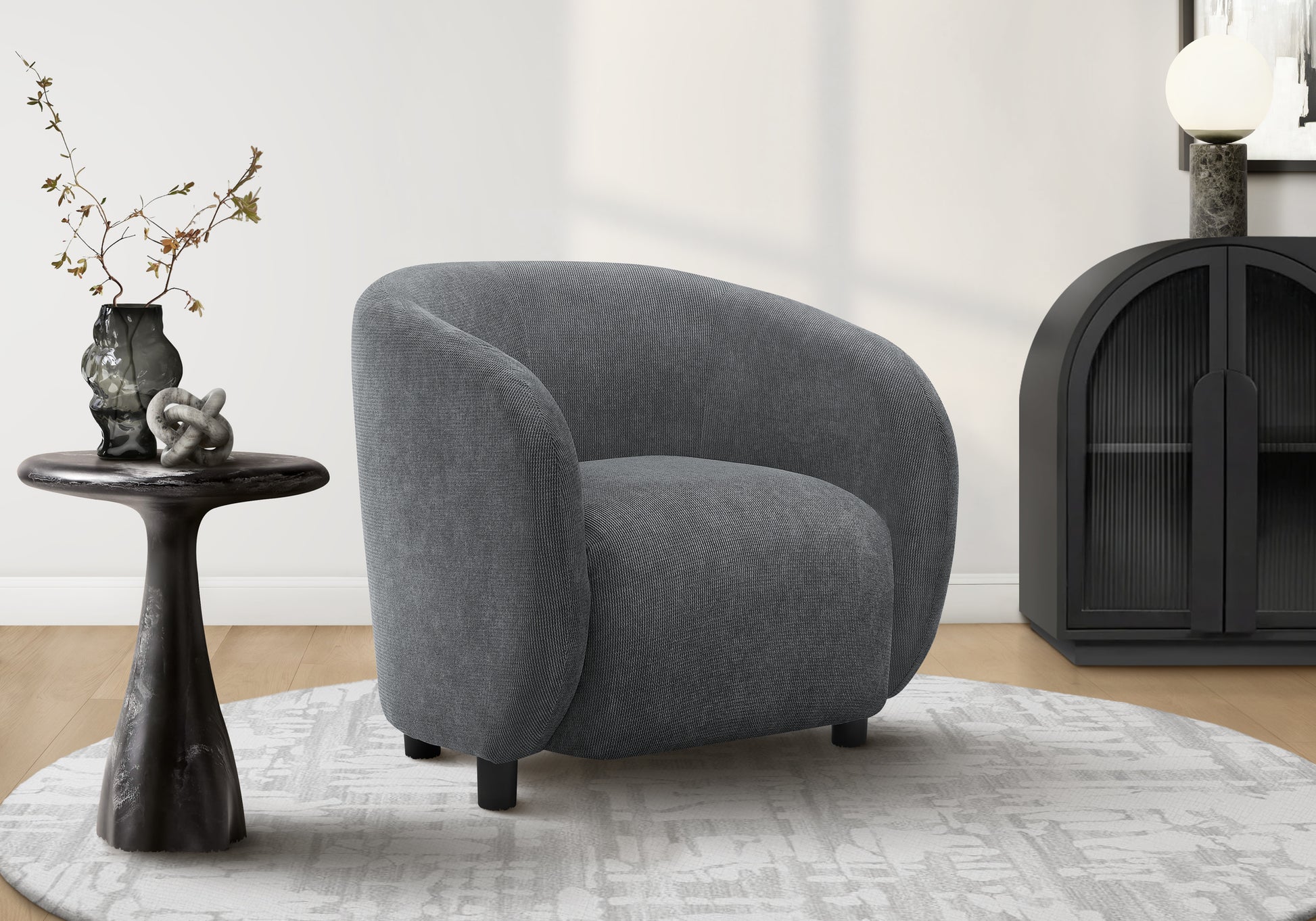 Accent Chair 29"H Dark Grey Upholstered Modern-DECOROLALA