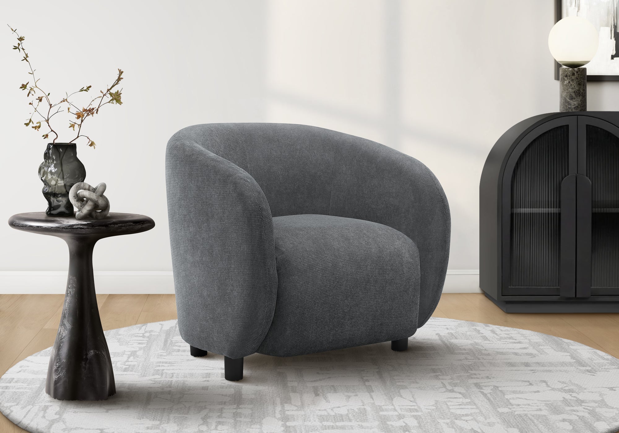 Accent Chair 29"H Dark Grey Upholstered Modern-DECOROLALA