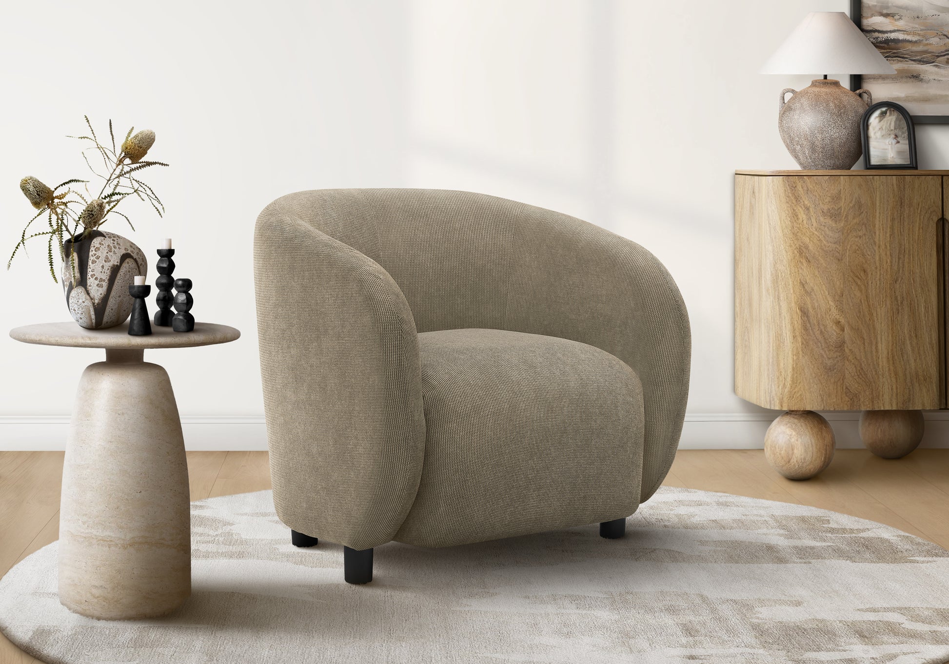 Accent Chair 29"H Light Brown Upholstered Modern-DECOROLALA