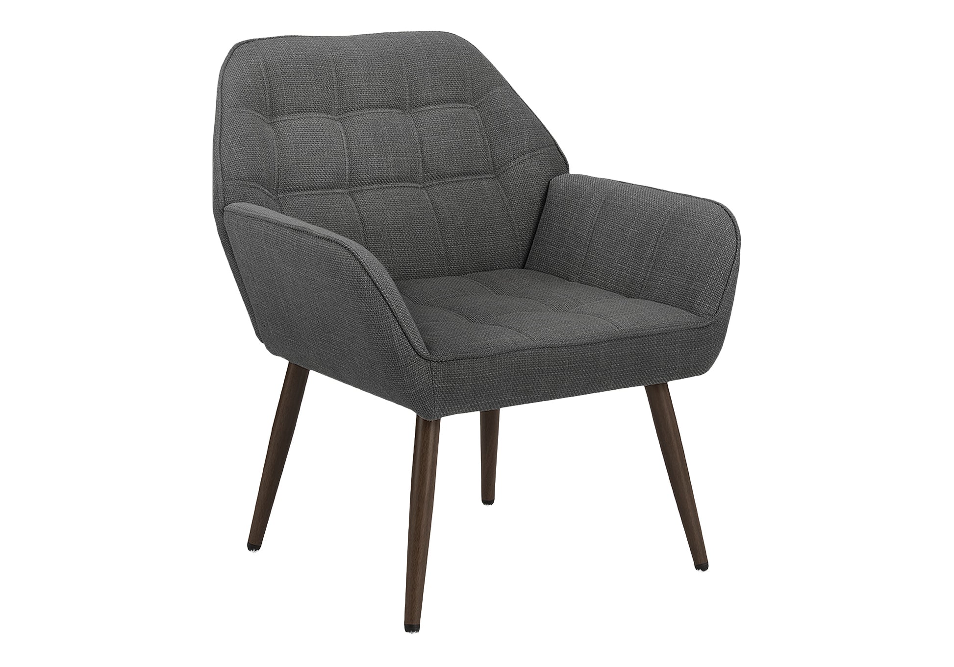 Accent Chair, 29"H, Upholstered, Living Room, Light Grey Fabric, Walnut Metal Legs, Contemporary, Modern-DECOROLALA