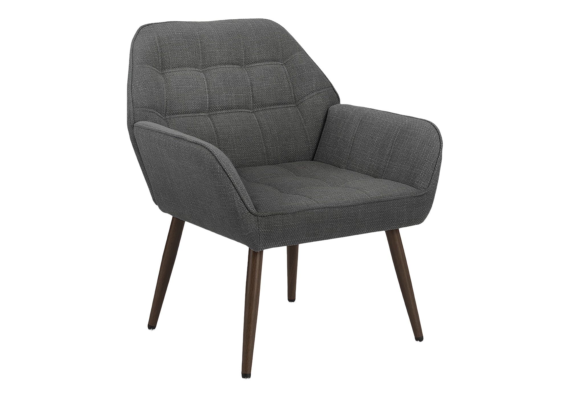 Accent Chair, 29"H, Upholstered, Living Room, Light Grey Fabric, Walnut Metal Legs, Contemporary, Modern-DECOROLALA