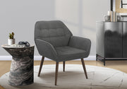 Accent Chair, 29"H, Upholstered, Living Room, Light Grey Fabric, Walnut Metal Legs, Contemporary, Modern-DECOROLALA