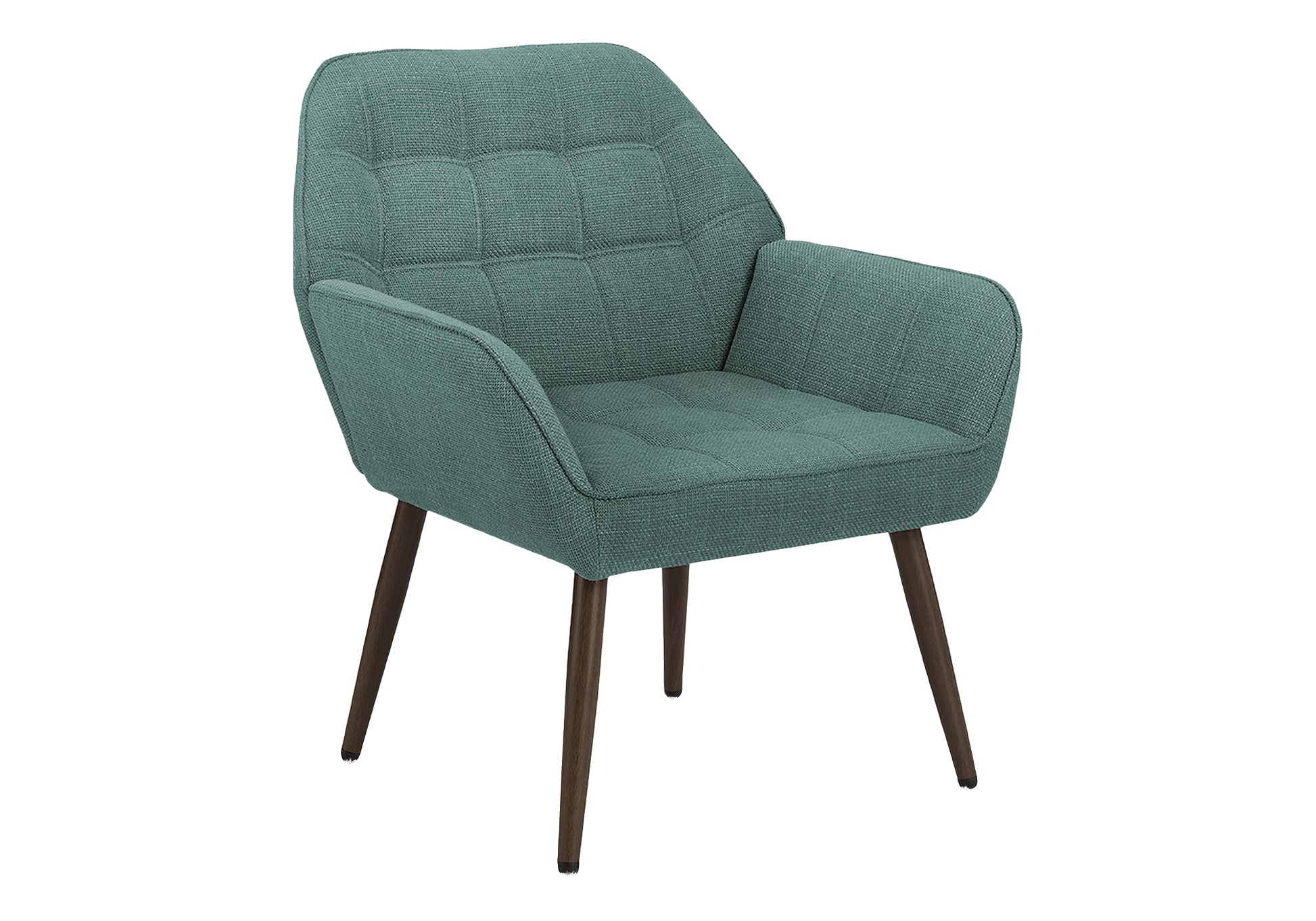 Accent Chair, 29"H, Upholstered, Living Room, Turquoise Fabric, Walnut Metal Legs, Contemporary, Modern-DECOROLALA