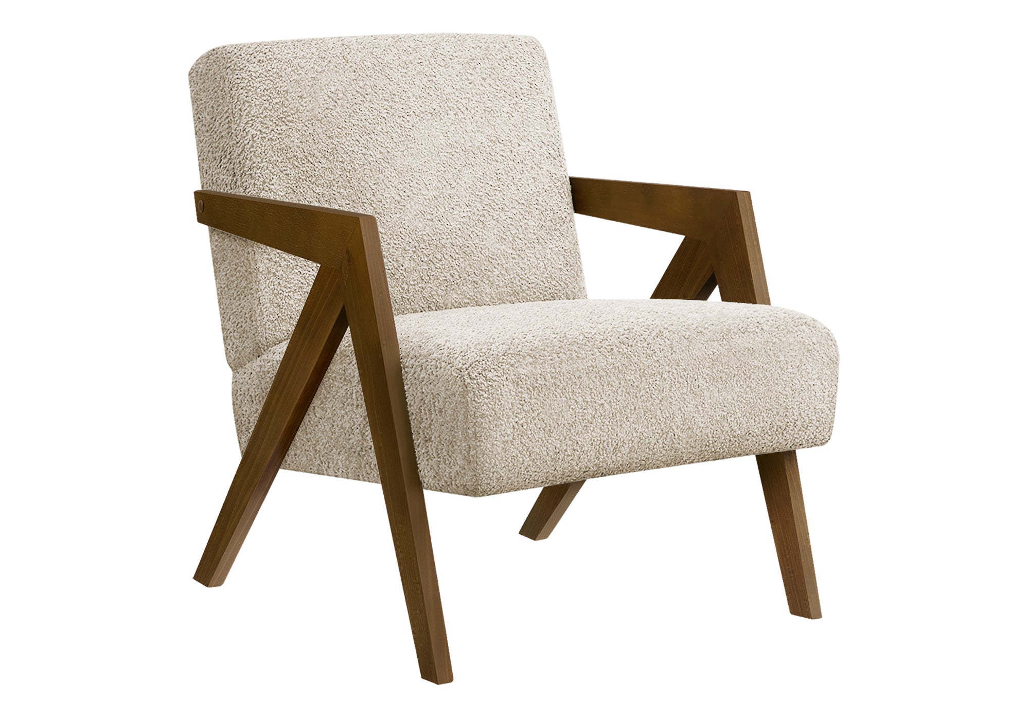 Accent Chair 30"H Cream Upholstered Walnut Wood-DECOROLALA