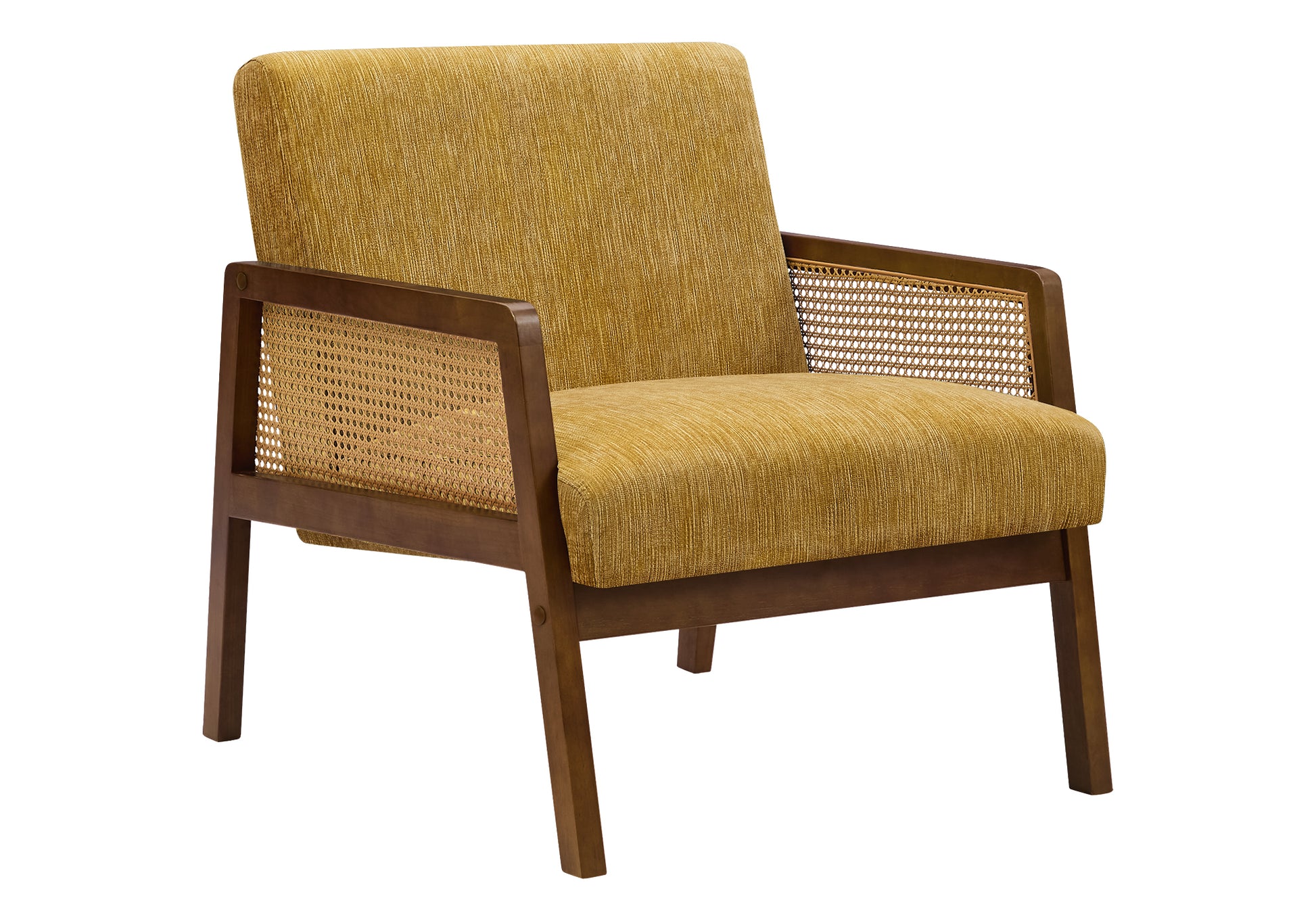 Accent Chair 30"H Gold Upholstered Brown Walnut-DECOROLALA