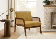 Accent Chair 30"H Gold Upholstered Brown Walnut-DECOROLALA