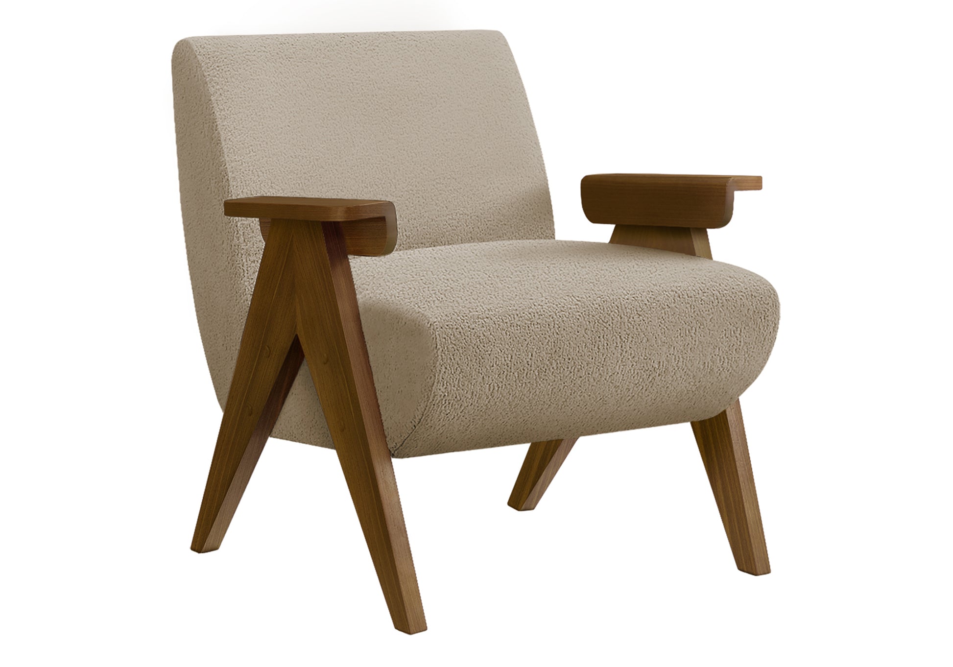 Accent Chair 31"H Beige Upholstered Walnut Wood-DECOROLALA
