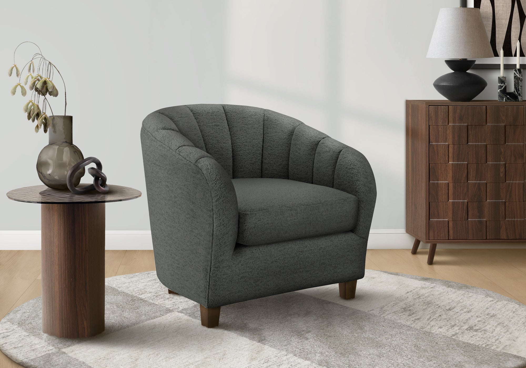 Accent Chair 31"H Dark Grey Upholstered-DECOROLALA