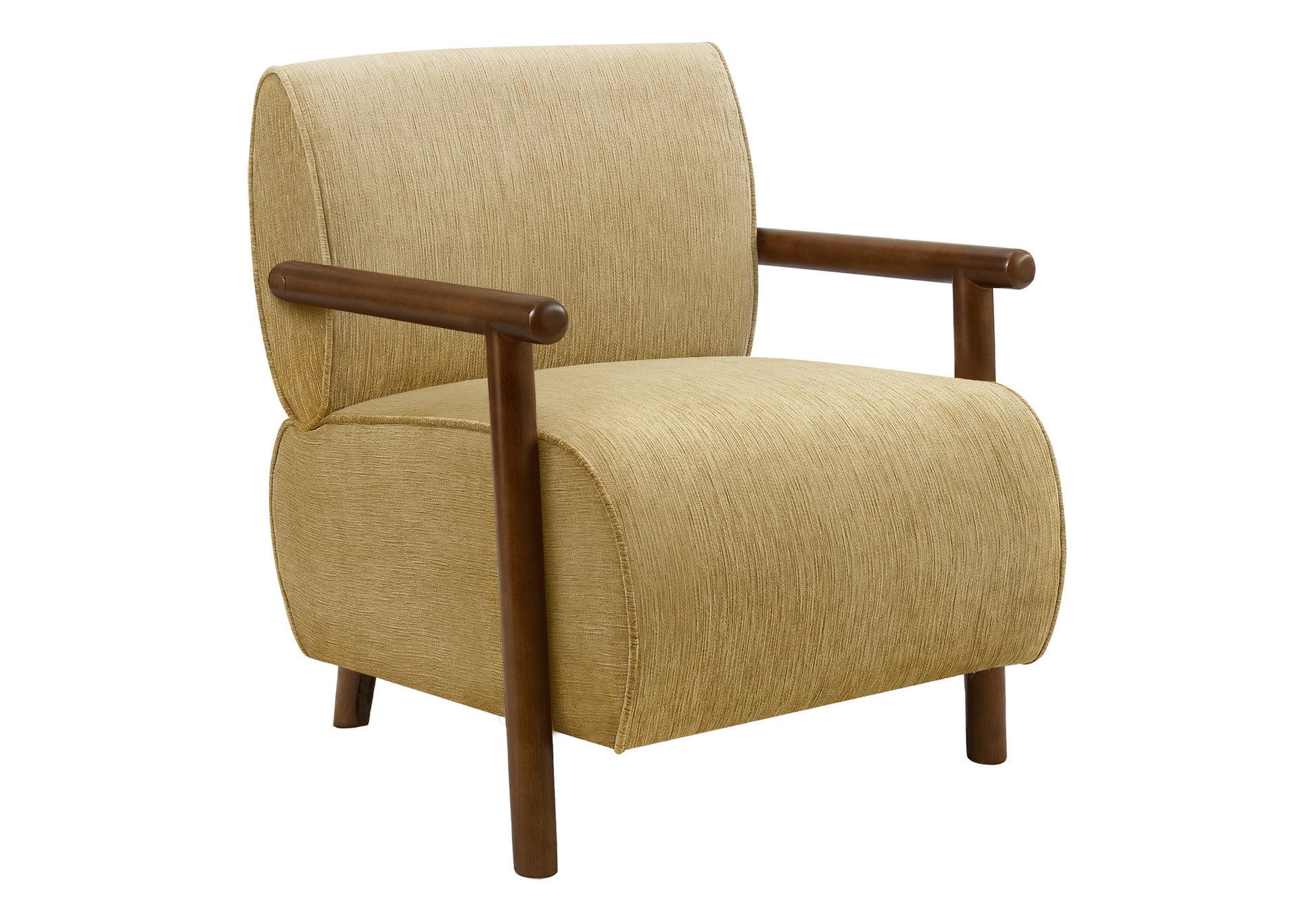 Accent Chair 31"H Gold Fabric Brown Walnut Wood-DECOROLALA