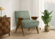 Accent Chair 31"H Green Fabric Brown Walnut-DECOROLALA