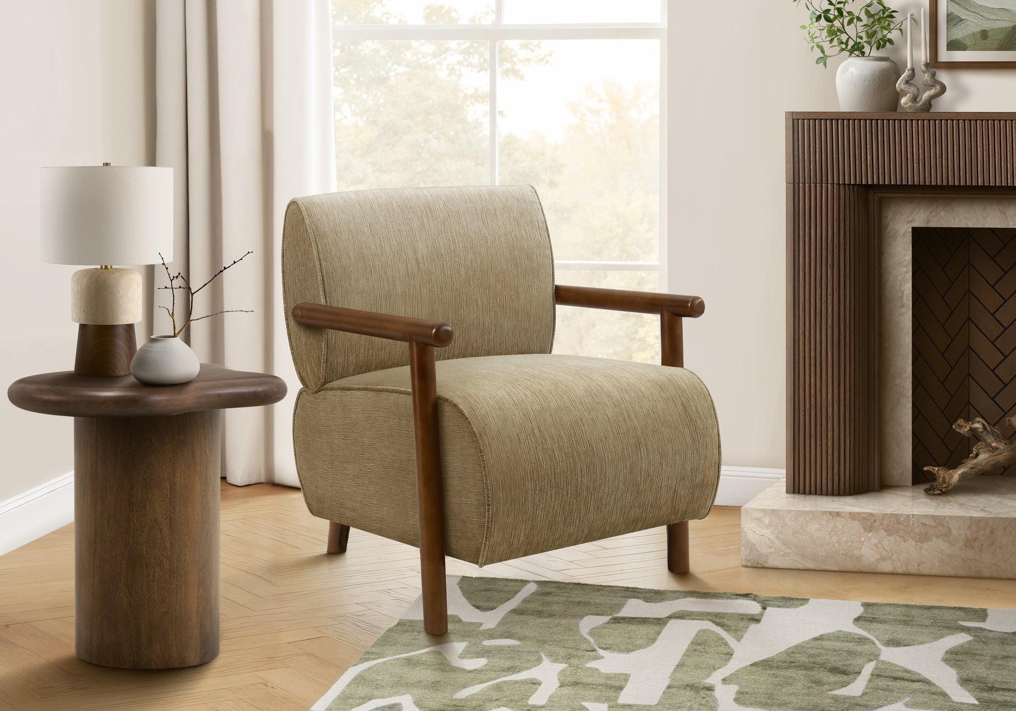 Accent Chair 31"H Light Brown Upholstered Modern-DECOROLALA