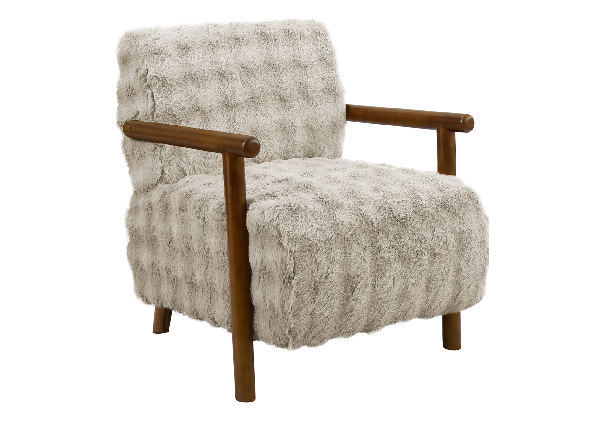Accent Chair 31"H Light Grey Faux Fur Modern-DECOROLALA