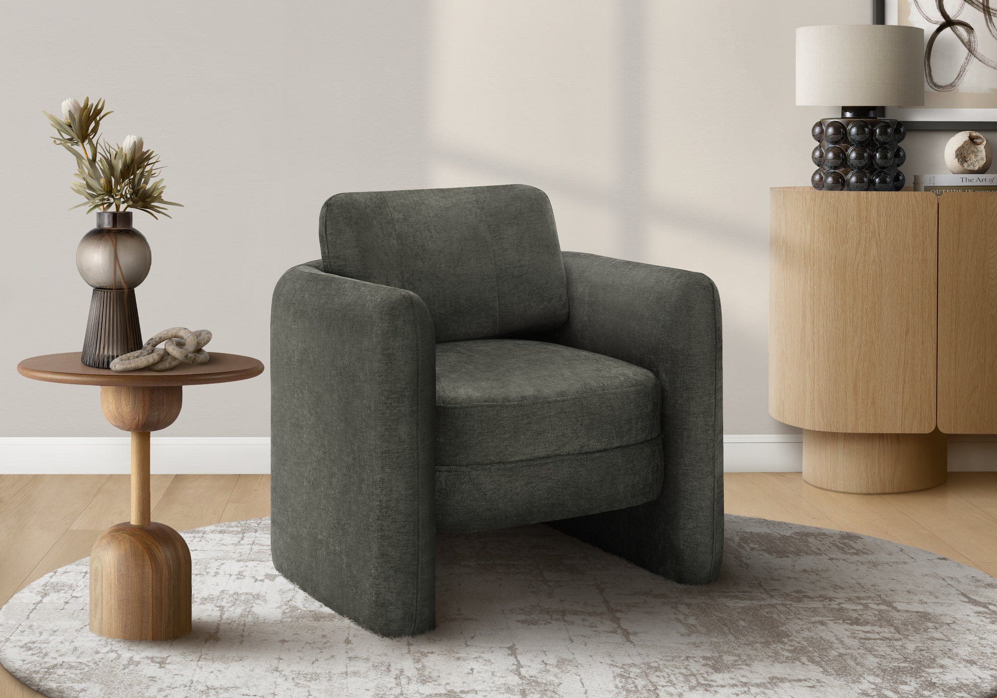 Accent Chair 32"H Dark Grey Upholstered-DECOROLALA