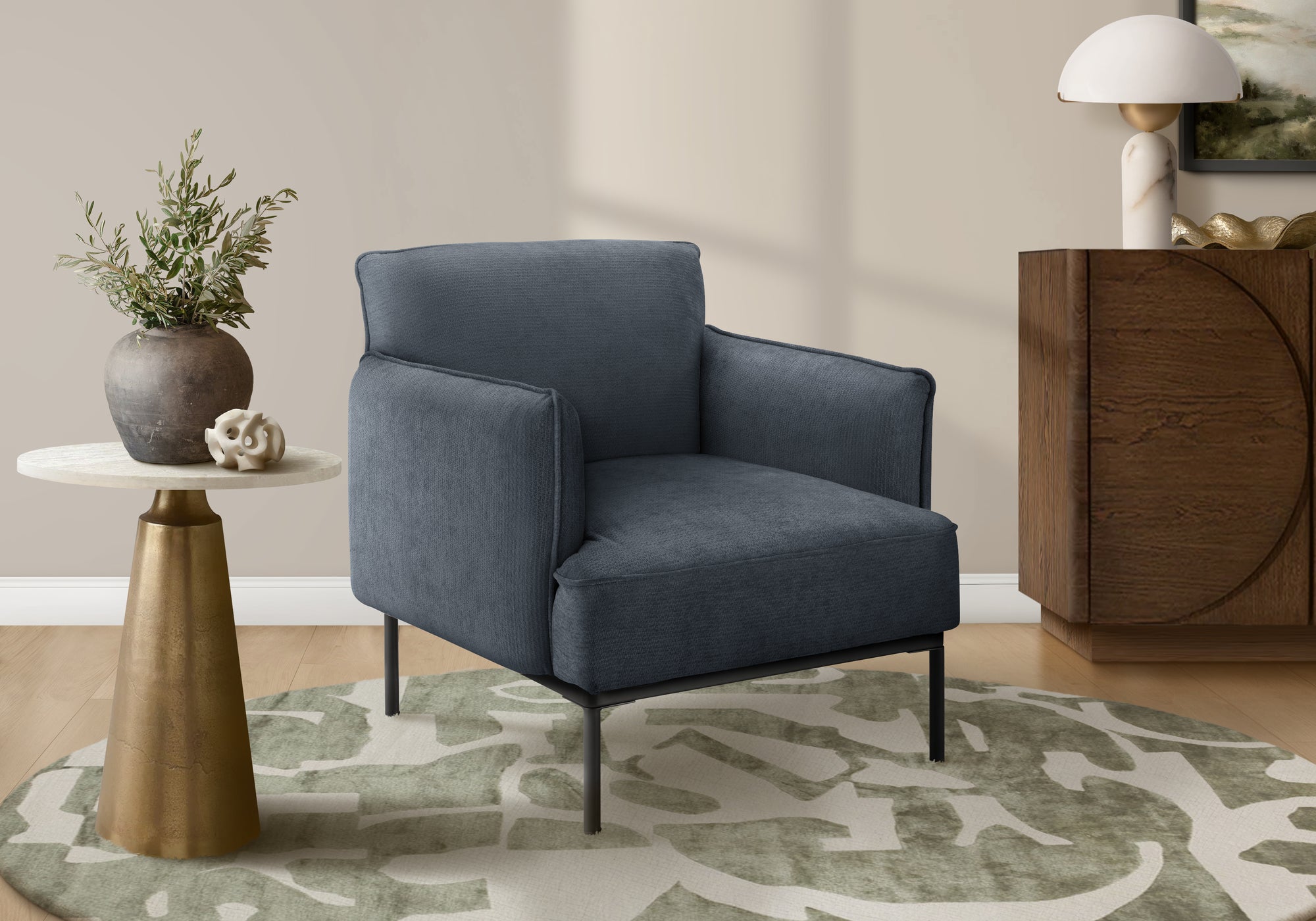 Accent Chair 33" Blue Fabric Contemporary Modern-DECOROLALA
