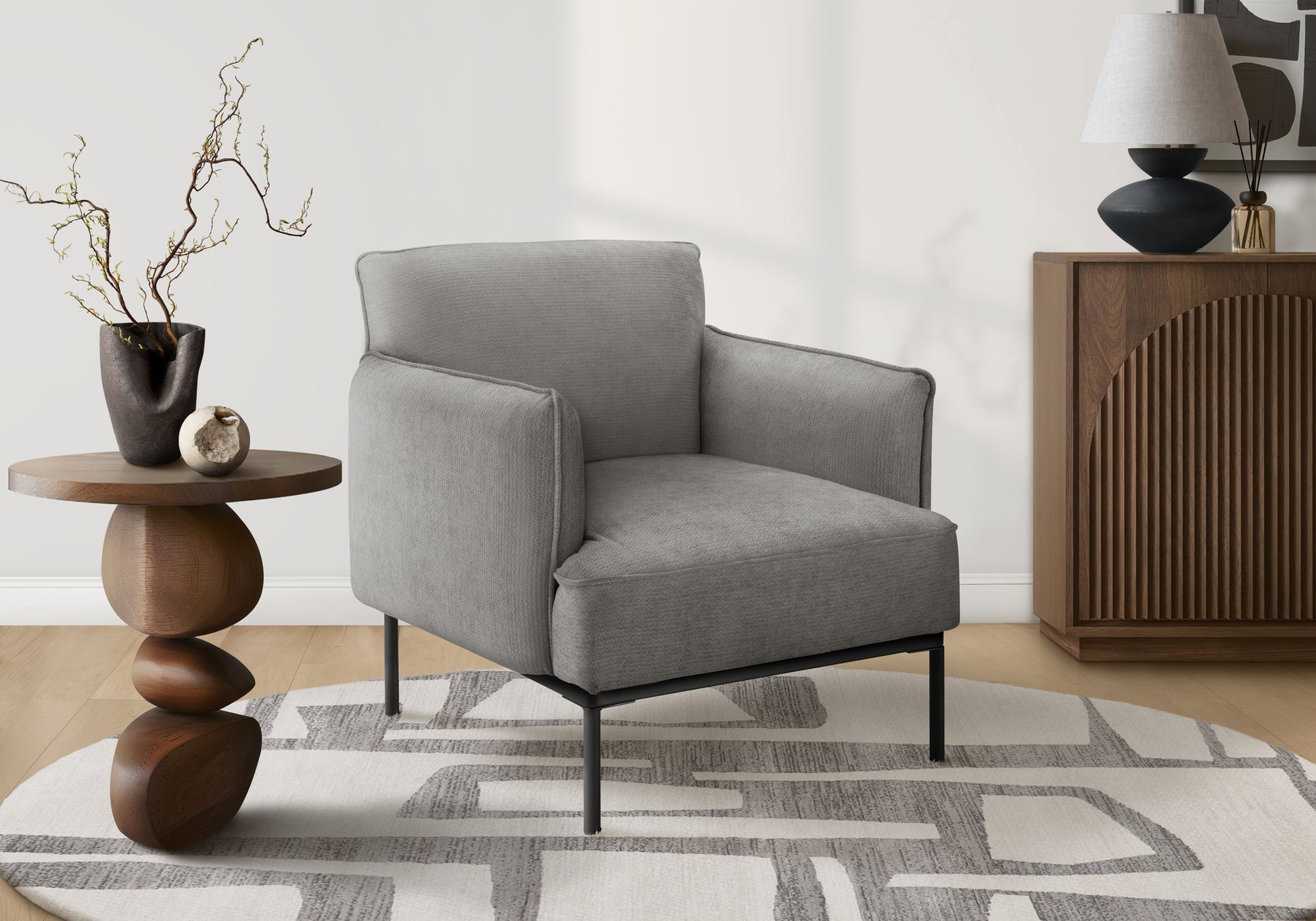 Accent Chair 33" H Light Grey Upholstered Modern-DECOROLALA