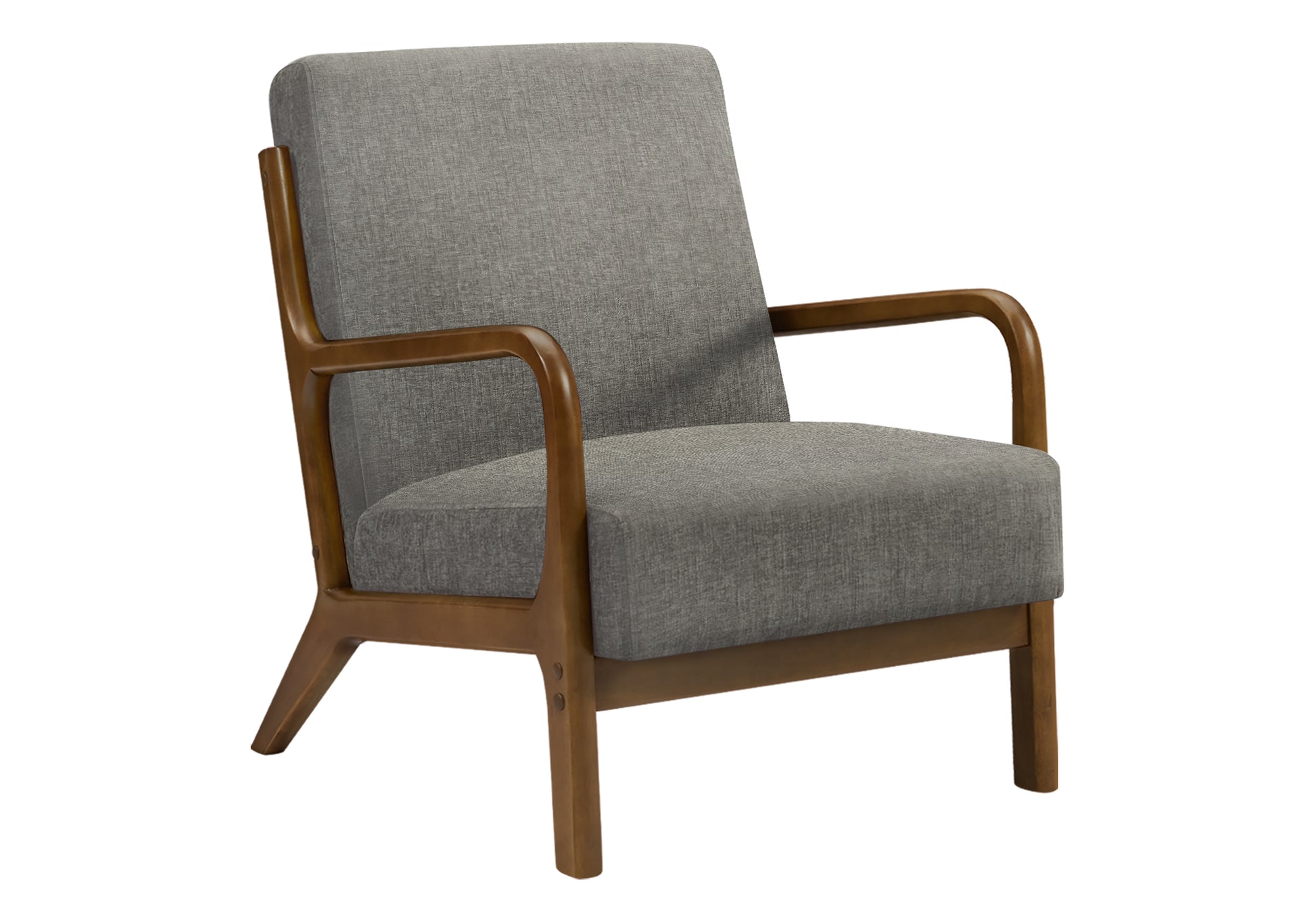 Accent Chair 34"H Dark Grey Upholstered Walnut Wood-DECOROLALA